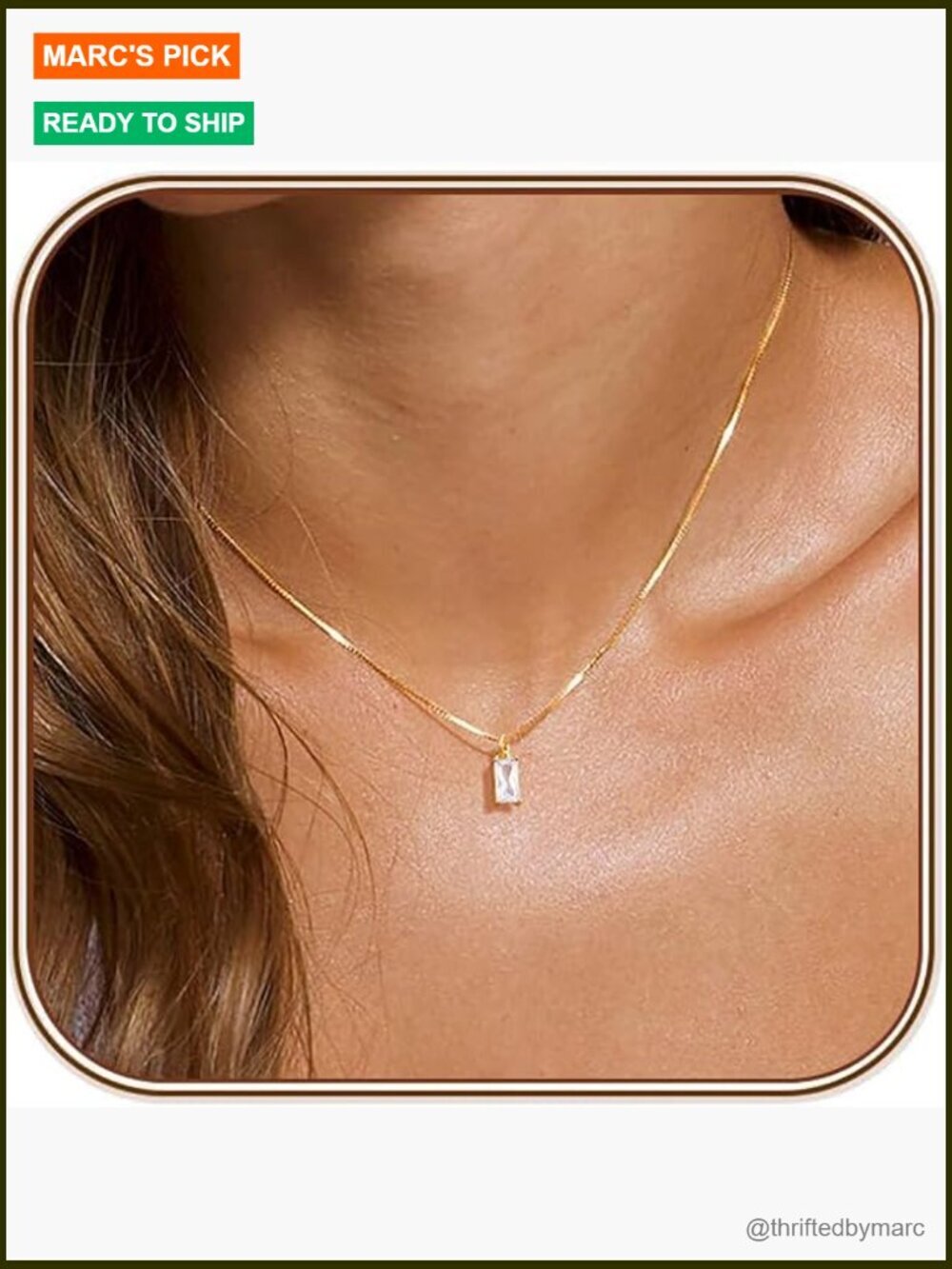 Dainty Gold Pendant Necklace with Cubic Zirconia
